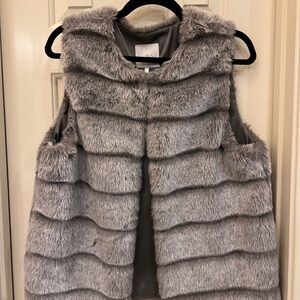 Joie Gray Faux Fur Vest